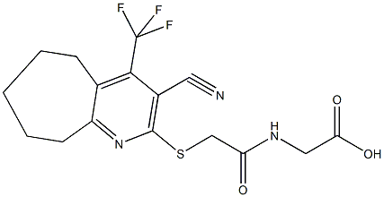 [({[3-cyano-4-(trifluoromethyl)-6,7,8,9-tetrahydro-5H-cyclohepta[b]pyridin-2-yl]sulfanyl}acetyl)amino]acetic acid Struktur