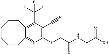 [({[3-cyano-4-(trifluoromethyl)-5,6,7,8,9,10-hexahydrocycloocta[b]pyridin-2-yl]sulfanyl}acetyl)amino]acetic acid Struktur