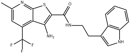 3-amino-N-[2-(1H-indol-3-yl)ethyl]-6-methyl-4-(trifluoromethyl)thieno[2,3-b]pyridine-2-carboxamide,891465-69-3,结构式