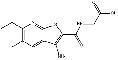 {[(3-amino-6-ethyl-5-methylthieno[2,3-b]pyridin-2-yl)carbonyl]amino}acetic acid Struktur