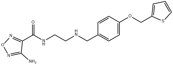4-amino-N-(2-{[4-(2-thienylmethoxy)benzyl]amino}ethyl)-1,2,5-oxadiazole-3-carboxamide 化学構造式