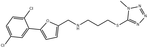 N-{[5-(2,5-dichlorophenyl)-2-furyl]methyl}-N-{3-[(1-methyl-1H-tetraazol-5-yl)sulfanyl]propyl}amine Structure