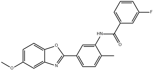 3-fluoro-N-[5-(5-methoxy-1,3-benzoxazol-2-yl)-2-methylphenyl]benzamide Struktur