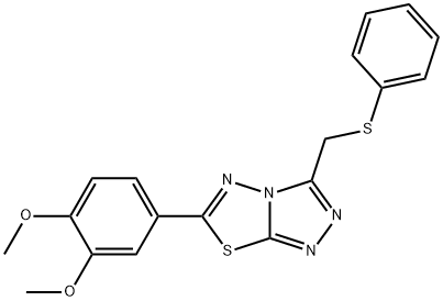 6-(3,4-dimethoxyphenyl)-3-[(phenylsulfanyl)methyl][1,2,4]triazolo[3,4-b][1,3,4]thiadiazole 化学構造式