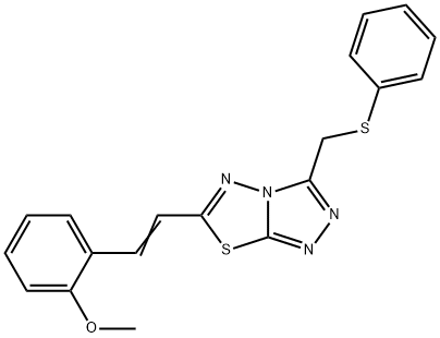6-[(E)-2-(2-methoxyphenyl)ethenyl]-3-[(phenylsulfanyl)methyl][1,2,4]triazolo[3,4-b][1,3,4]thiadiazole Struktur