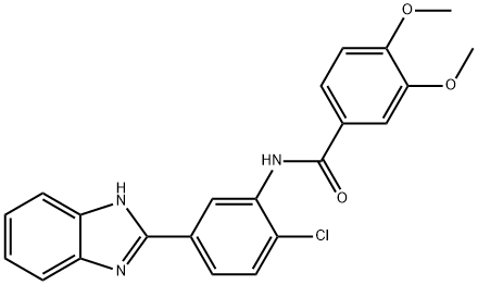 N-[5-(1H-benzimidazol-2-yl)-2-chlorophenyl]-3,4-dimethoxybenzamide 化学構造式