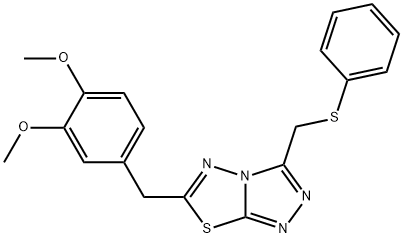 6-(3,4-dimethoxybenzyl)-3-[(phenylsulfanyl)methyl][1,2,4]triazolo[3,4-b][1,3,4]thiadiazole 化学構造式