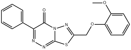 7-[(2-methoxyphenoxy)methyl]-3-phenyl-4H-[1,3,4]thiadiazolo[2,3-c][1,2,4]triazin-4-one Struktur