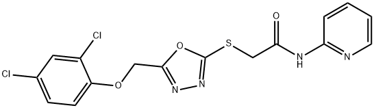 2-({5-[(2,4-dichlorophenoxy)methyl]-1,3,4-oxadiazol-2-yl}sulfanyl)-N-(2-pyridinyl)acetamide Structure