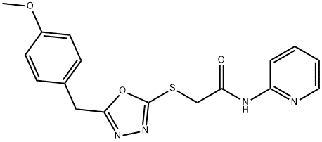 2-{[5-(4-methoxybenzyl)-1,3,4-oxadiazol-2-yl]sulfanyl}-N-(2-pyridinyl)acetamide 化学構造式