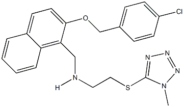 N-({2-[(4-chlorobenzyl)oxy]-1-naphthyl}methyl)-N-{2-[(1-methyl-1H-tetraazol-5-yl)sulfanyl]ethyl}amine Structure