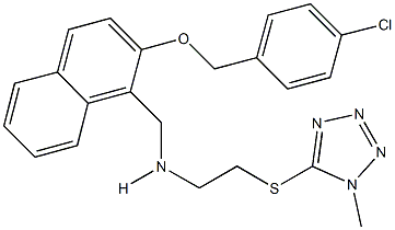 N-({2-[(4-chlorobenzyl)oxy]-1-naphthyl}methyl)-N-{2-[(1-methyl-1H-tetraazol-5-yl)sulfanyl]ethyl}amine 结构式