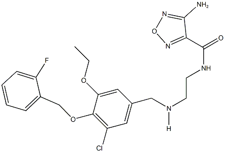 4-amino-N-[2-({3-chloro-5-ethoxy-4-[(2-fluorobenzyl)oxy]benzyl}amino)ethyl]-1,2,5-oxadiazole-3-carboxamide 结构式