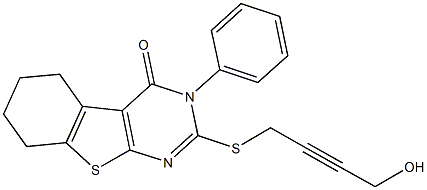 2-[(4-hydroxy-2-butynyl)sulfanyl]-3-phenyl-5,6,7,8-tetrahydro[1]benzothieno[2,3-d]pyrimidin-4(3H)-one Structure