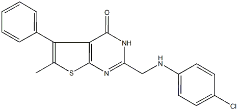 2-[(4-chloroanilino)methyl]-6-methyl-5-phenylthieno[2,3-d]pyrimidin-4(3H)-one Structure