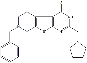 7-benzyl-2-(1-pyrrolidinylmethyl)-5,6,7,8-tetrahydropyrido[4',3':4,5]thieno[2,3-d]pyrimidin-4(3H)-one Struktur