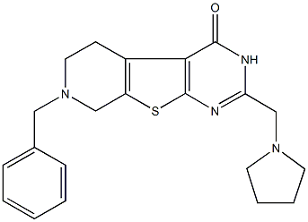 7-benzyl-2-(1-pyrrolidinylmethyl)-5,6,7,8-tetrahydropyrido[4',3':4,5]thieno[2,3-d]pyrimidin-4(3H)-one 结构式