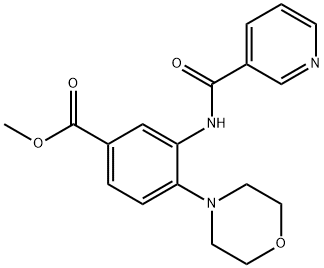 methyl 4-(4-morpholinyl)-3-[(3-pyridinylcarbonyl)amino]benzoate 化学構造式