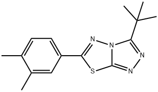 3-tert-butyl-6-(3,4-dimethylphenyl)[1,2,4]triazolo[3,4-b][1,3,4]thiadiazole 化学構造式