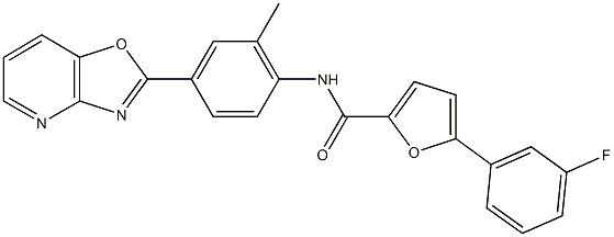 5-(3-fluorophenyl)-N-(2-methyl-4-[1,3]oxazolo[4,5-b]pyridin-2-ylphenyl)-2-furamide Structure