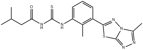 N-(3-methylbutanoyl)-N'-[2-methyl-3-(3-methyl[1,2,4]triazolo[3,4-b][1,3,4]thiadiazol-6-yl)phenyl]thiourea Structure