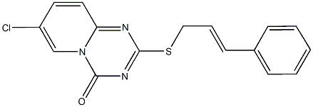 7-chloro-2-(cinnamylsulfanyl)-4H-pyrido[1,2-a][1,3,5]triazin-4-one,896348-54-2,结构式