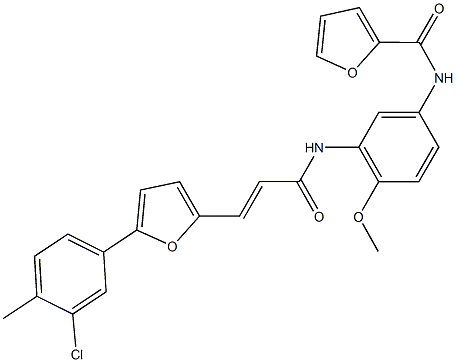 N-[3-({3-[5-(3-chloro-4-methylphenyl)-2-furyl]acryloyl}amino)-4-methoxyphenyl]-2-furamide 化学構造式