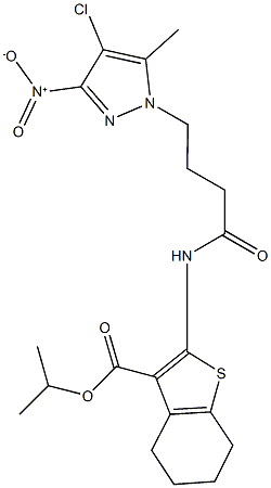 isopropyl 2-[(4-{4-chloro-3-nitro-5-methyl-1H-pyrazol-1-yl}butanoyl)amino]-4,5,6,7-tetrahydro-1-benzothiophene-3-carboxylate Structure