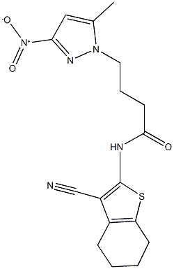 N-(3-cyano-4,5,6,7-tetrahydro-1-benzothien-2-yl)-4-{3-nitro-5-methyl-1H-pyrazol-1-yl}butanamide Structure