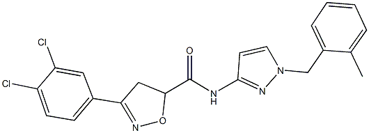 3-(3,4-dichlorophenyl)-N-[1-(2-methylbenzyl)-1H-pyrazol-3-yl]-4,5-dihydro-5-isoxazolecarboxamide Struktur