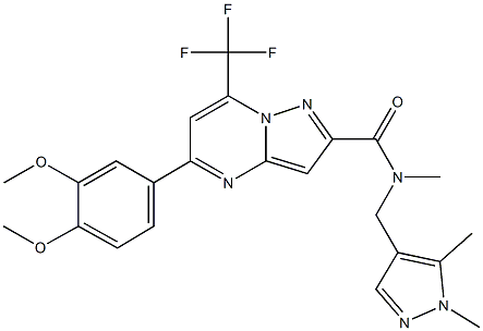 5-(3,4-dimethoxyphenyl)-N-[(1,5-dimethyl-1H-pyrazol-4-yl)methyl]-N-methyl-7-(trifluoromethyl)pyrazolo[1,5-a]pyrimidine-2-carboxamide Structure