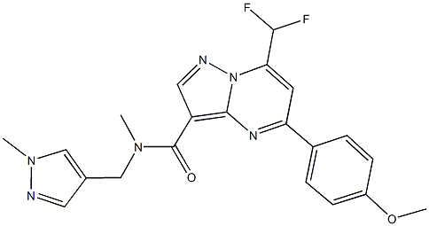 7-(difluoromethyl)-5-(4-methoxyphenyl)-N-methyl-N-[(1-methyl-1H-pyrazol-4-yl)methyl]pyrazolo[1,5-a]pyrimidine-3-carboxamide,897544-31-9,结构式