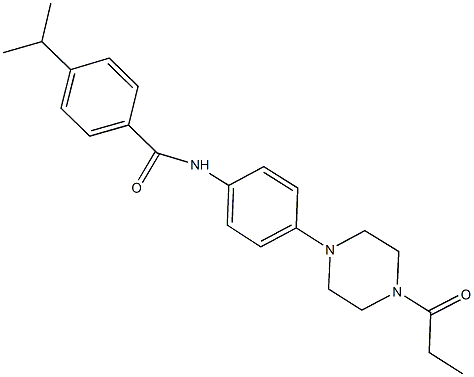 4-isopropyl-N-[4-(4-propionyl-1-piperazinyl)phenyl]benzamide 化学構造式