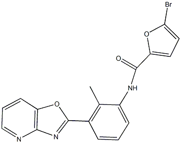 5-bromo-N-(2-methyl-3-[1,3]oxazolo[4,5-b]pyridin-2-ylphenyl)-2-furamide Struktur