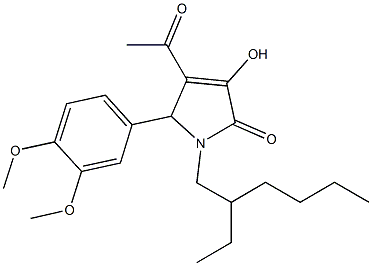 4-acetyl-5-(3,4-dimethoxyphenyl)-1-(2-ethylhexyl)-3-hydroxy-1,5-dihydro-2H-pyrrol-2-one 化学構造式