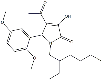 4-acetyl-5-(2,5-dimethoxyphenyl)-1-(2-ethylhexyl)-3-hydroxy-1,5-dihydro-2H-pyrrol-2-one Struktur