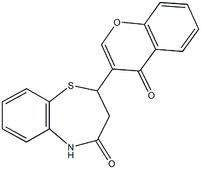 2-(4-oxo-4H-chromen-3-yl)-2,3-dihydro-1,5-benzothiazepin-4(5H)-one Struktur