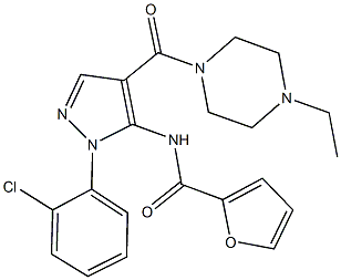 N-{1-(2-chlorophenyl)-4-[(4-ethyl-1-piperazinyl)carbonyl]-1H-pyrazol-5-yl}-2-furamide Structure