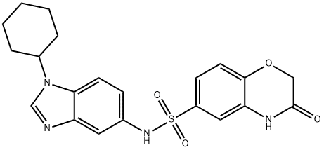 N-(1-cyclohexyl-1H-benzimidazol-5-yl)-3-oxo-3,4-dihydro-2H-1,4-benzoxazine-6-sulfonamide 化学構造式