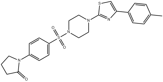 1-[4-({4-[4-(4-methylphenyl)-1,3-thiazol-2-yl]-1-piperazinyl}sulfonyl)phenyl]-2-pyrrolidinone,898922-58-2,结构式