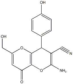 2-amino-6-(hydroxymethyl)-4-(4-hydroxyphenyl)-8-oxo-4,8-dihydropyrano[3,2-b]pyran-3-carbonitrile 化学構造式