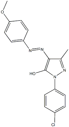 1-(4-chlorophenyl)-4-[(4-methoxyphenyl)diazenyl]-3-methyl-1H-pyrazol-5-ol 化学構造式