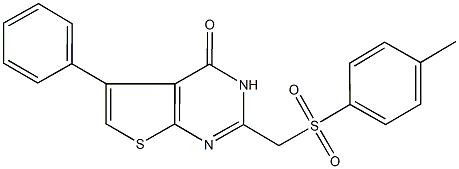 2-{[(4-methylphenyl)sulfonyl]methyl}-5-phenylthieno[2,3-d]pyrimidin-4(3H)-one,900449-97-0,结构式