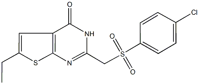 2-{[(4-chlorophenyl)sulfonyl]methyl}-6-ethylthieno[2,3-d]pyrimidin-4(3H)-one,900454-25-3,结构式