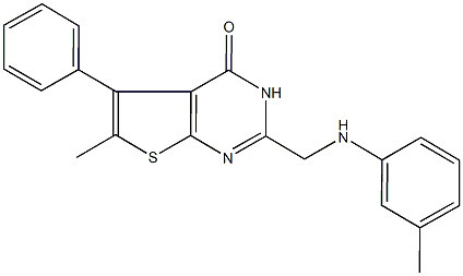 6-methyl-5-phenyl-2-(3-toluidinomethyl)thieno[2,3-d]pyrimidin-4(3H)-one 结构式