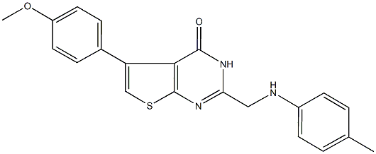 5-(4-methoxyphenyl)-2-(4-toluidinomethyl)thieno[2,3-d]pyrimidin-4(3H)-one Struktur