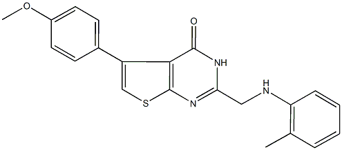 5-(4-methoxyphenyl)-2-(2-toluidinomethyl)thieno[2,3-d]pyrimidin-4(3H)-one Struktur