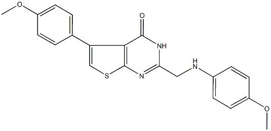 2-[(4-methoxyanilino)methyl]-5-(4-methoxyphenyl)thieno[2,3-d]pyrimidin-4(3H)-one 化学構造式