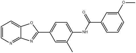 3-methoxy-N-(2-methyl-4-[1,3]oxazolo[4,5-b]pyridin-2-ylphenyl)benzamide 化学構造式