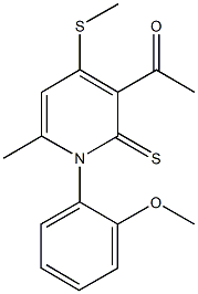 1-[1-(2-methoxyphenyl)-6-methyl-4-(methylsulfanyl)-2-thioxo-1,2-dihydro-3-pyridinyl]ethanone 结构式